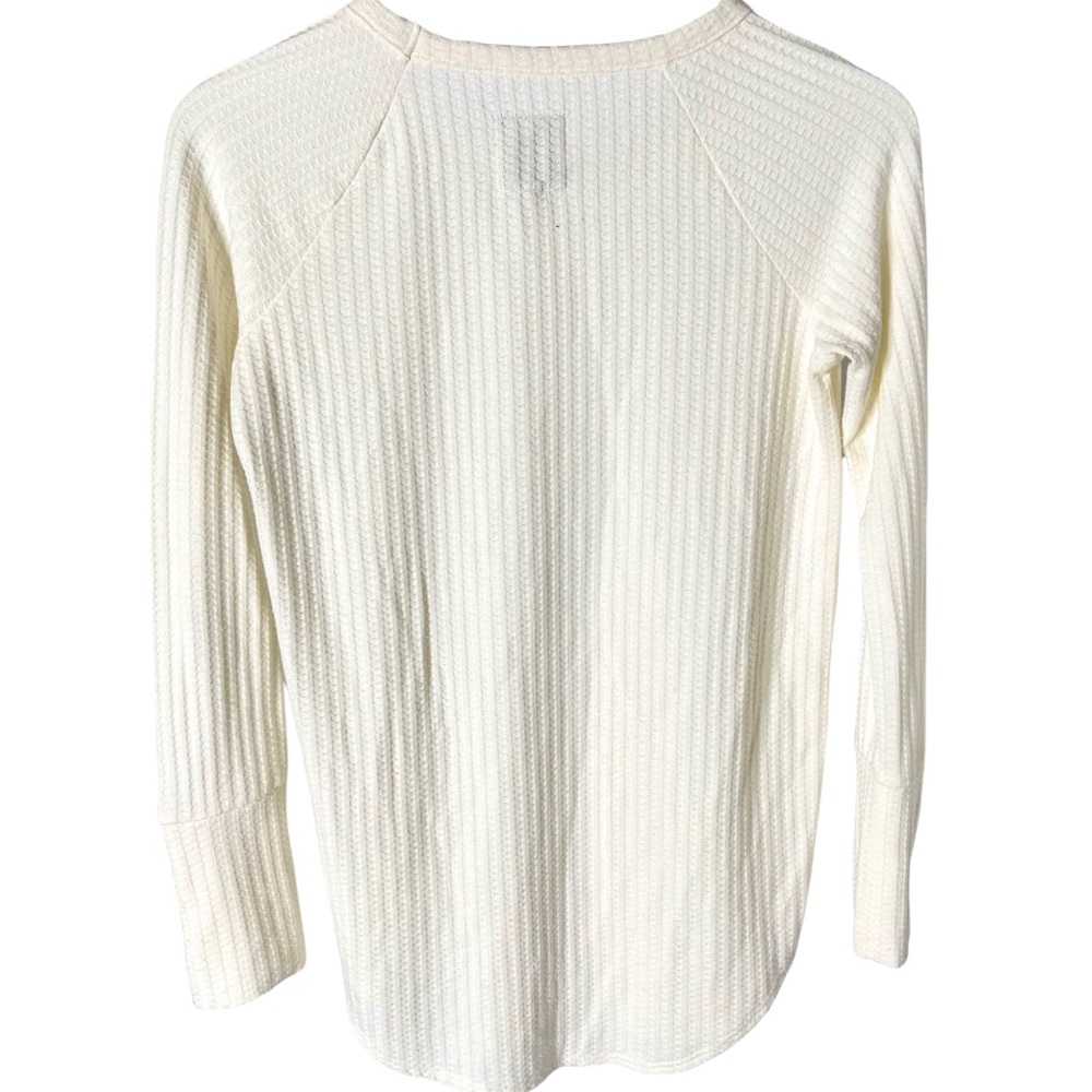 Chaser Long Sleeve Waffle Knit Top Small Cream - Picture 5 of 11